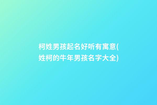 柯姓男孩起名好听有寓意(姓柯的牛年男孩名字大全)