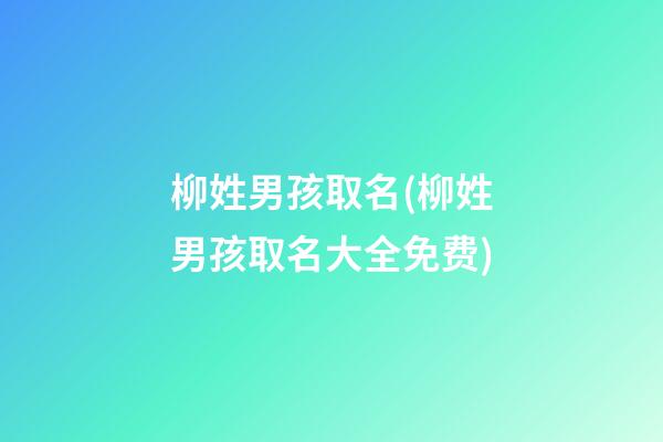 柳姓男孩取名(柳姓男孩取名大全免费)