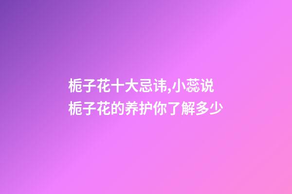 栀子花十大忌讳,小蕊说栀子花的养护你了解多少-第1张-观点-玄机派