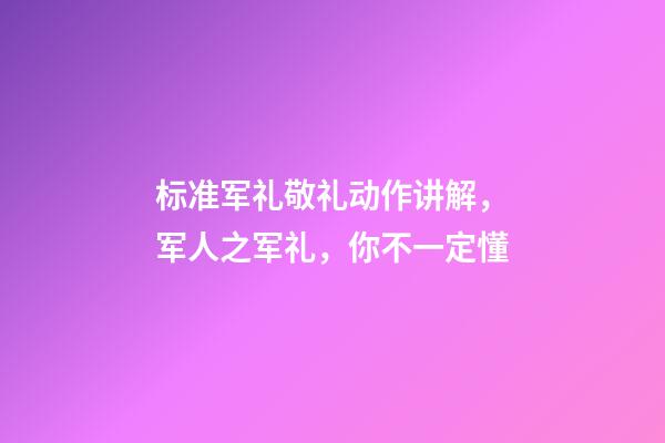 标准军礼敬礼动作讲解，军人之军礼，你不一定懂-第1张-观点-玄机派