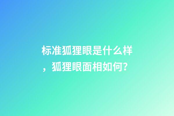 标准狐狸眼是什么样，狐狸眼面相如何？
