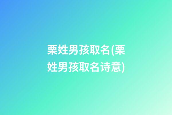 栗姓男孩取名(栗姓男孩取名诗意)