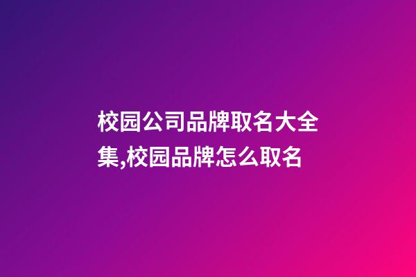 校园公司品牌取名大全集,校园品牌怎么取名-第1张-公司起名-玄机派