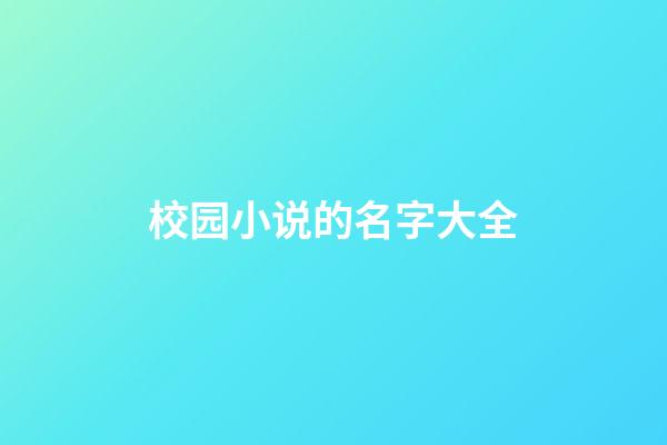 校园小说的名字大全