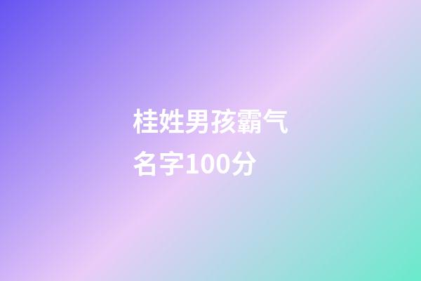 桂姓男孩霸气名字100分