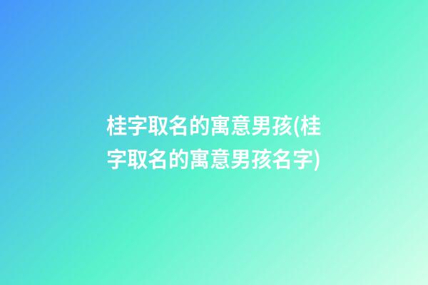 桂字取名的寓意男孩(桂字取名的寓意男孩名字)