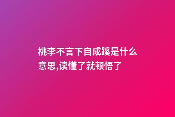 桃李不言下自成蹊是什么意思,读懂了就顿悟了-第1张-观点-玄机派