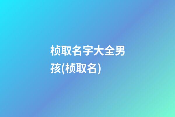 桢取名字大全男孩(桢取名)