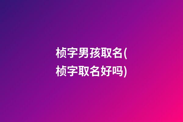 桢字男孩取名(桢字取名好吗)