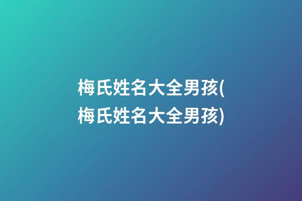 梅氏姓名大全男孩(梅氏姓名大全男孩)