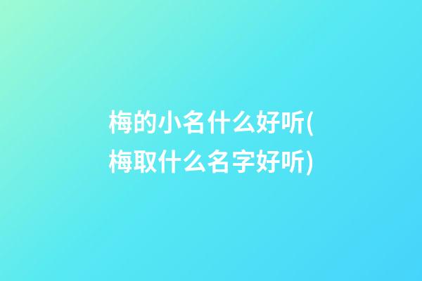 梅的小名什么好听(梅取什么名字好听)