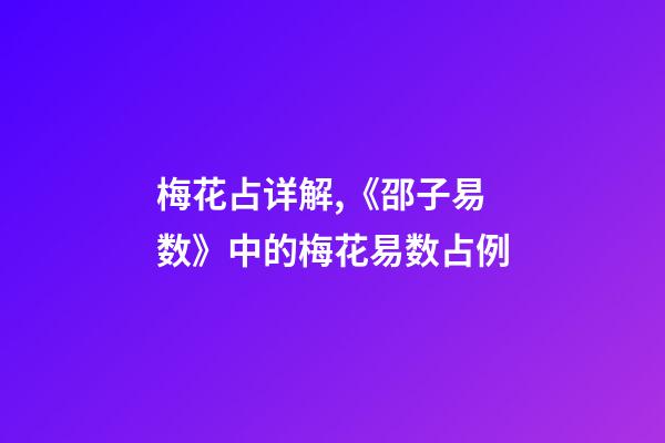 梅花占详解,《邵子易数》中的梅花易数占例-第1张-观点-玄机派
