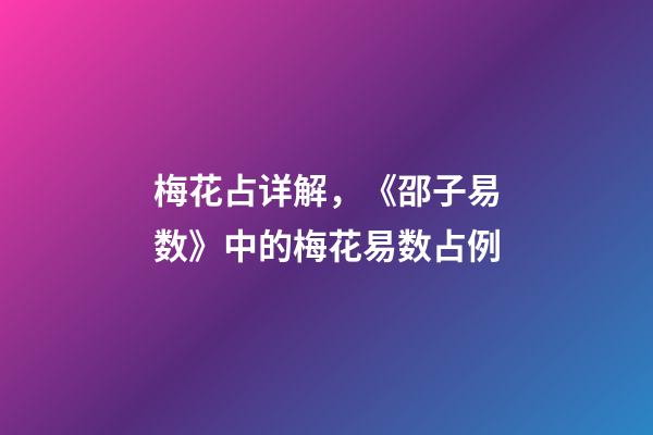 梅花占详解，《邵子易数》中的梅花易数占例-第1张-观点-玄机派