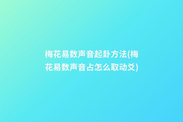 梅花易数声音起卦方法(梅花易数声音占怎么取动爻)