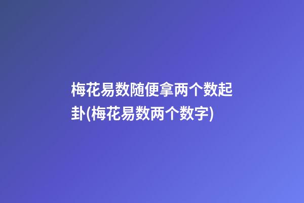 梅花易数随便拿两个数起卦(梅花易数两个数字)