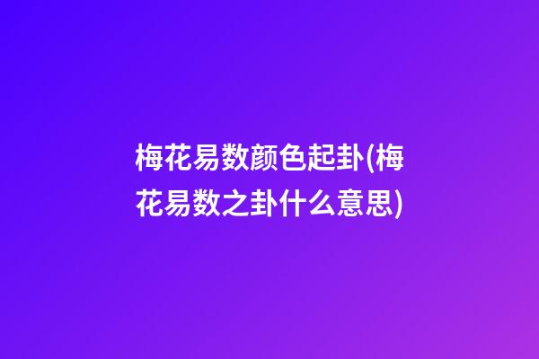 梅花易数颜色起卦(梅花易数之卦什么意思)