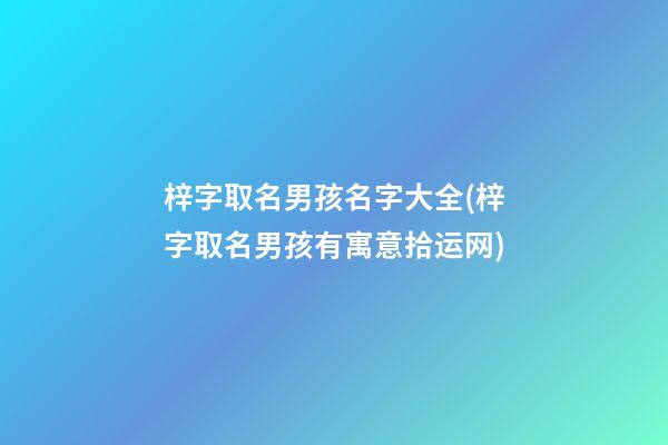 梓字取名男孩名字大全(梓字取名男孩有寓意拾运网)