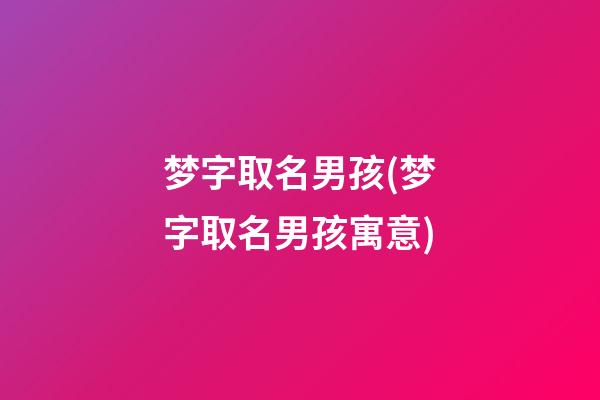 梦字取名男孩(梦字取名男孩寓意)