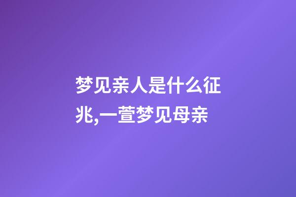 梦见亲人是什么征兆,一萱梦见母亲-第1张-观点-玄机派