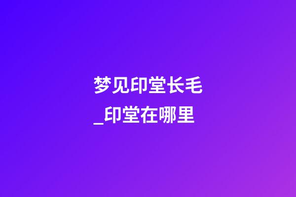 梦见印堂长毛_印堂在哪里