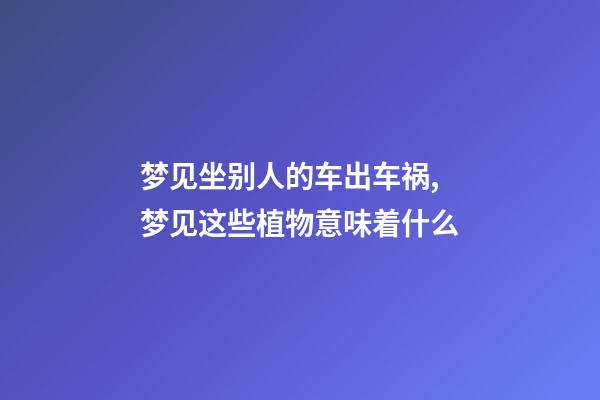 梦见坐别人的车出车祸,梦见这些植物(水果)意味着什么-第1张-观点-玄机派