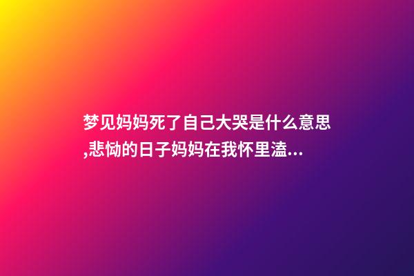 梦见妈妈死了自己大哭是什么意思,悲恸的日子妈妈在我怀里溘然长逝-第1张-观点-玄机派