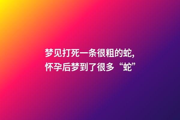 梦见打死一条很粗的蛇,怀孕后梦到了很多“蛇”-第1张-观点-玄机派