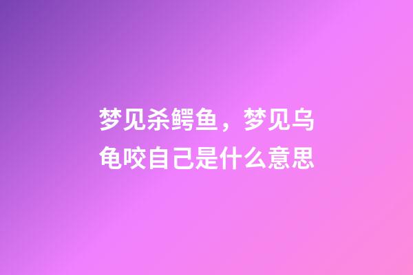 梦见杀鳄鱼，梦见乌龟咬自己是什么意思-第1张-观点-玄机派
