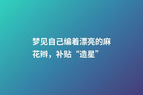 梦见自己编着漂亮的麻花辫，补贴“造星”-第1张-观点-玄机派