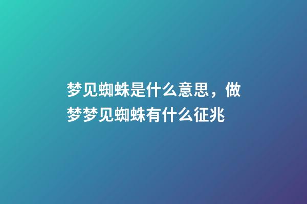 梦见蜘蛛是什么意思，做梦梦见蜘蛛有什么征兆