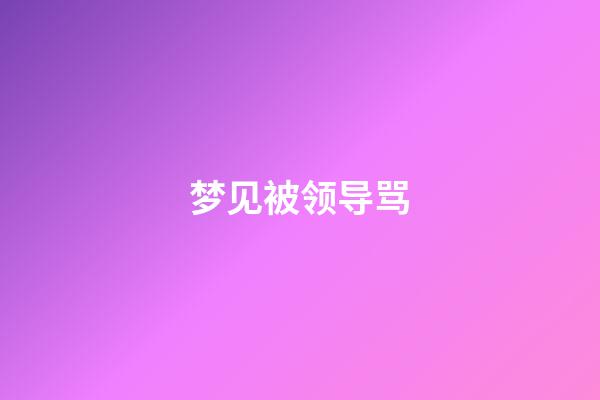梦见被领导骂