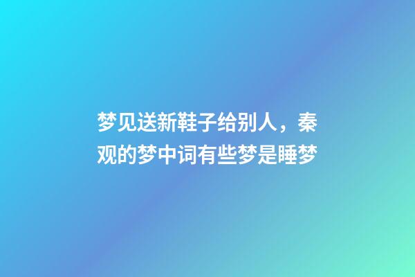 梦见送新鞋子给别人，秦观的梦中词有些梦是睡梦-第1张-观点-玄机派