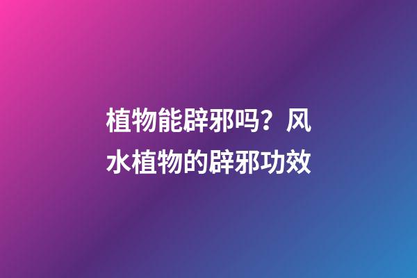 植物能辟邪吗？风水植物的辟邪功效