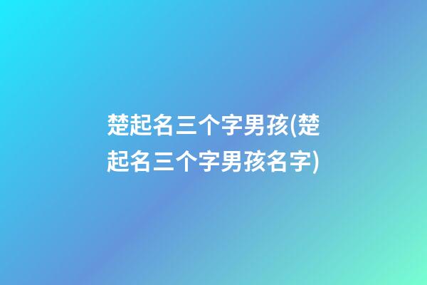 楚起名三个字男孩(楚起名三个字男孩名字)