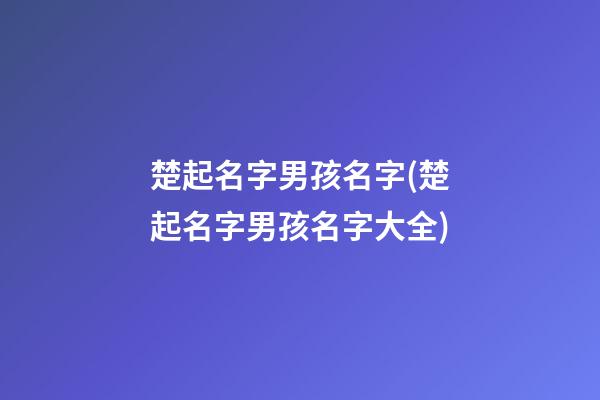 楚起名字男孩名字(楚起名字男孩名字大全)