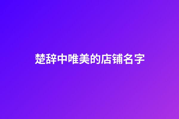 楚辞中唯美的店铺名字