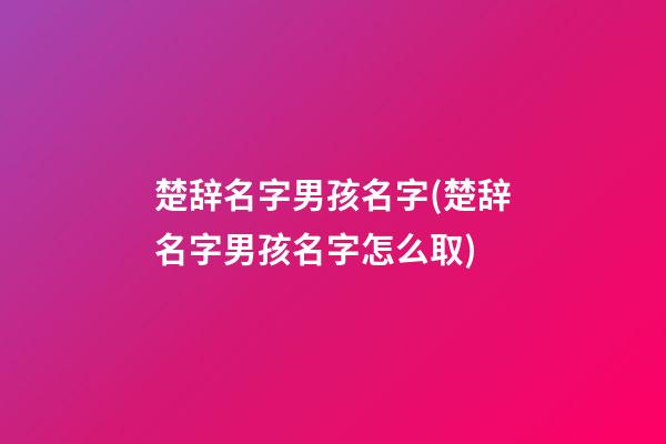 楚辞名字男孩名字(楚辞名字男孩名字怎么取)