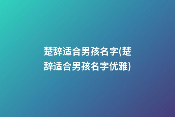 楚辞适合男孩名字(楚辞适合男孩名字优雅)