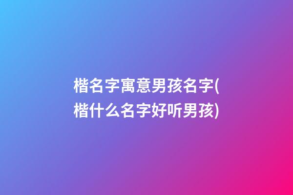 楷名字寓意男孩名字(楷什么名字好听男孩)