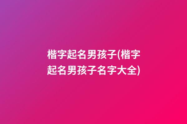 楷字起名男孩子(楷字起名男孩子名字大全)