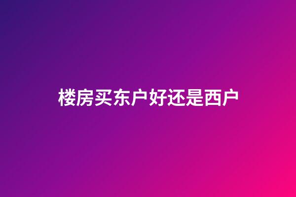 楼房买东户好还是西户