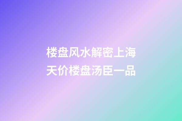 楼盘风水解密上海天价楼盘汤臣一品