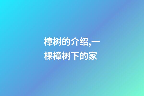 樟树的介绍,一棵樟树下的家-第1张-观点-玄机派