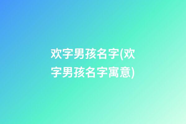 欢字男孩名字(欢字男孩名字寓意)