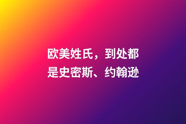 欧美姓氏，到处都是史密斯、约翰逊-第1张-观点-玄机派