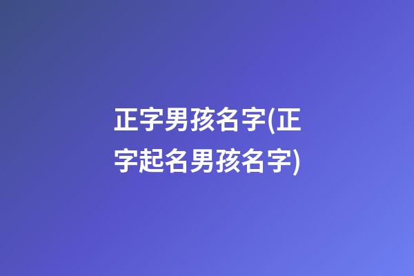 正字男孩名字(正字起名男孩名字)