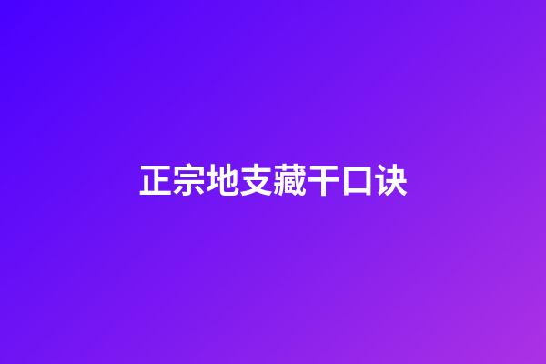 正宗地支藏干口诀