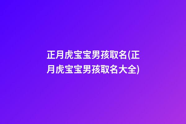 正月虎宝宝男孩取名(正月虎宝宝男孩取名大全)