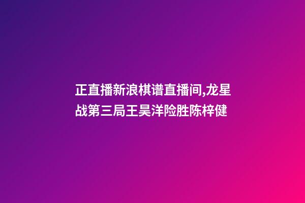 正直播新浪棋谱直播间,龙星战第三局王昊洋险胜陈梓健-第1张-观点-玄机派