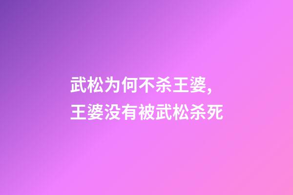武松为何不杀王婆,王婆没有被武松杀死-第1张-观点-玄机派